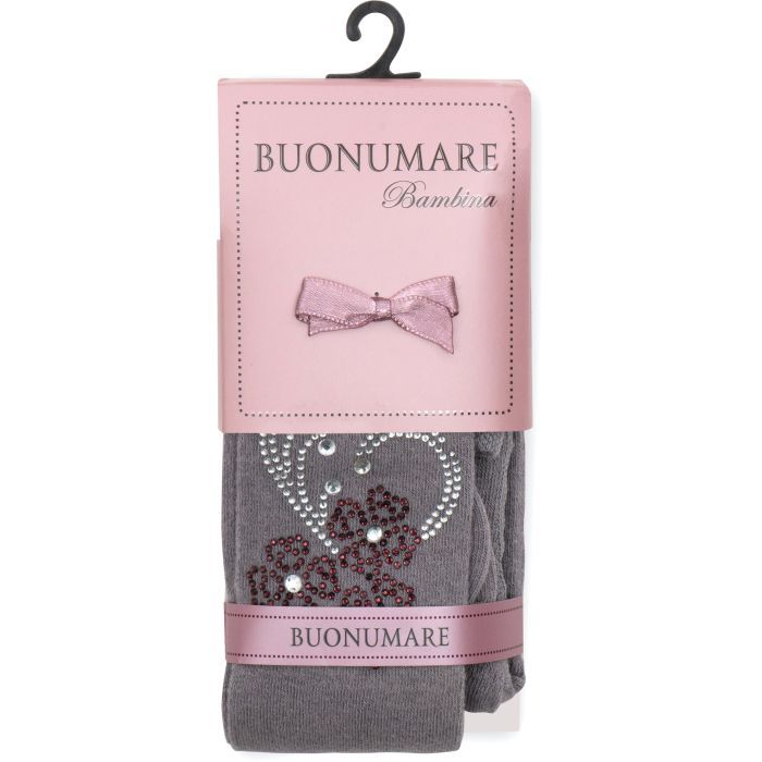 Колготки детские BNM с цветочками из страз (M0C0302-1183-7G-gray) изображение 2
