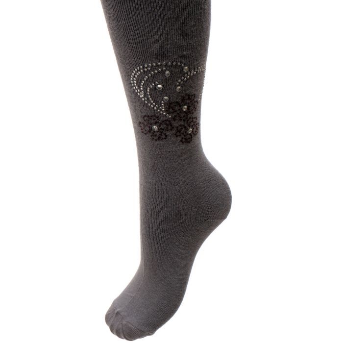 Колготки детские BNM с цветочками из страз (M0C0302-1183-7G-gray) изображение 3
