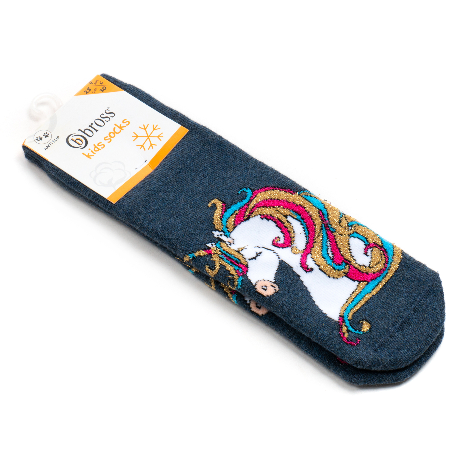 Шкарпетки дитячі Bross махрові з єдинорогом (9620-6-blue) зображення 2