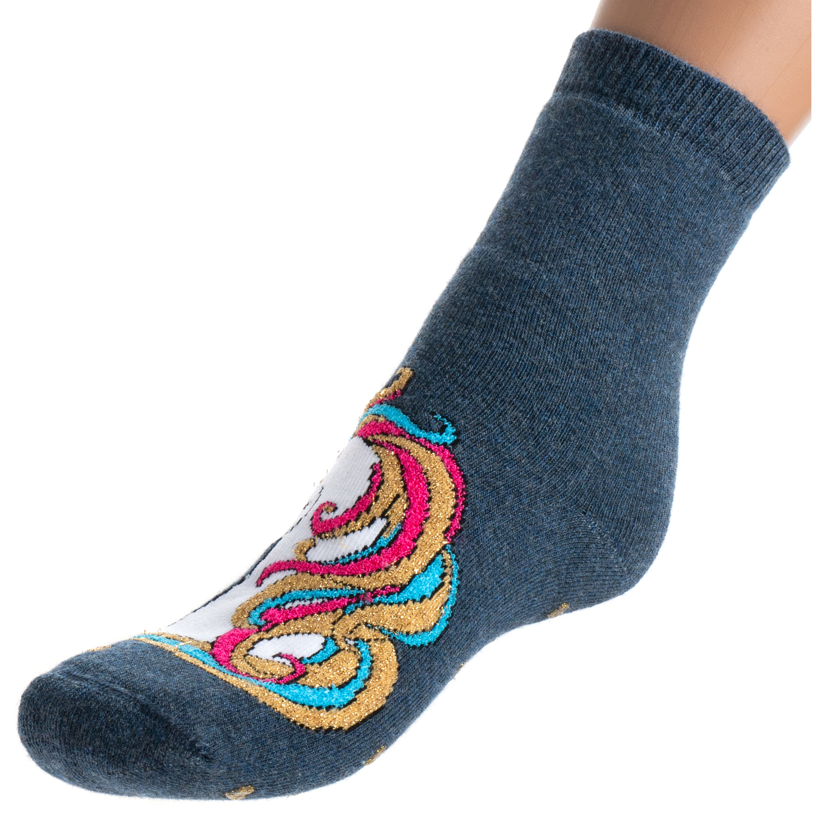 Шкарпетки дитячі Bross махрові з єдинорогом (9620-1-blue)