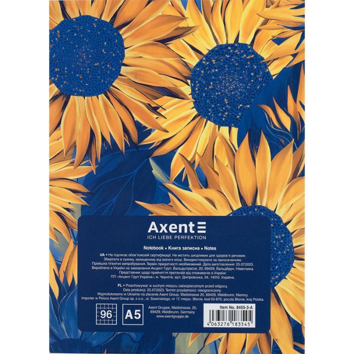 Книга записная Axent UA Ї А5 клетка твердая обложка 96 листов (8455-3-A) изображение 5