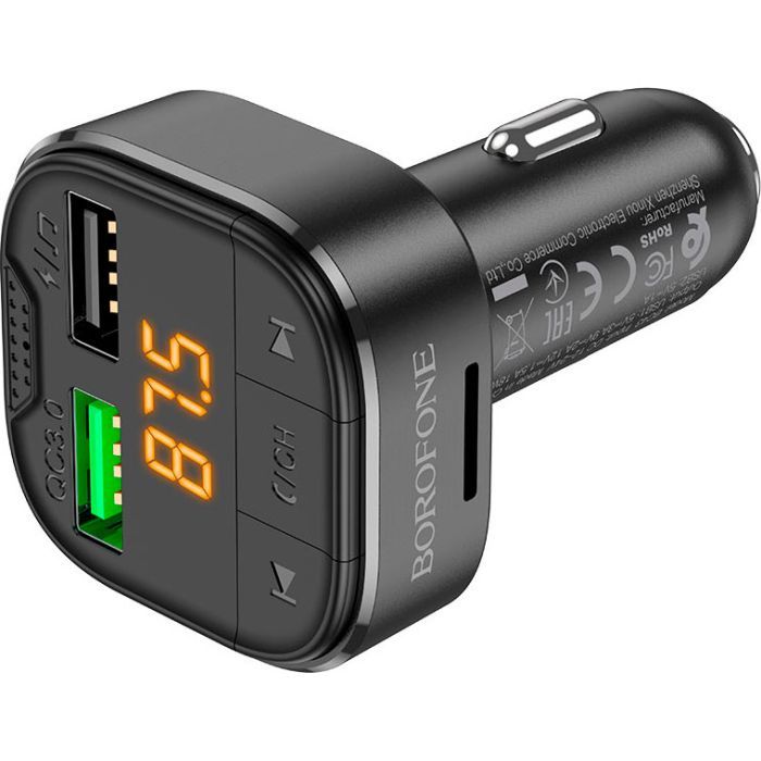 FM модулятор BOROFONE BC43 Flash 2 x USB Black (BC43B) изображение 2
