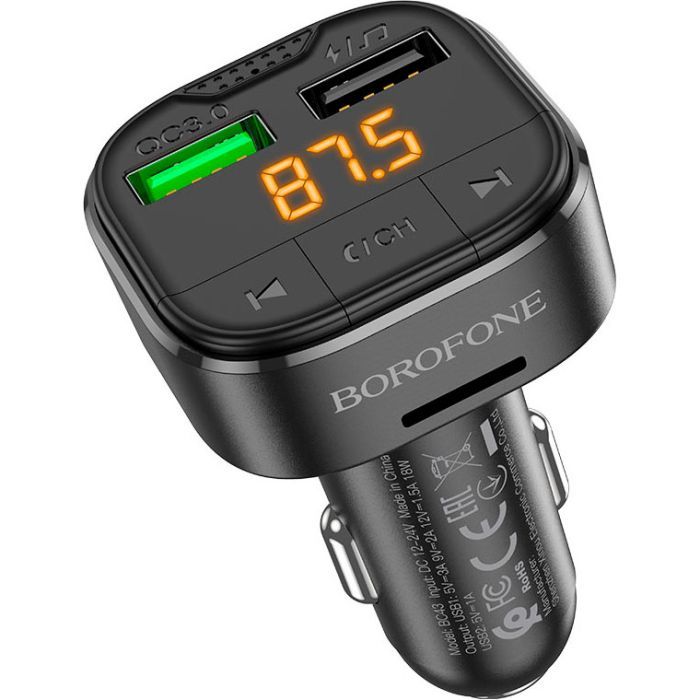 FM модулятор BOROFONE BC43 Flash 2 x USB Black (BC43B) изображение 4