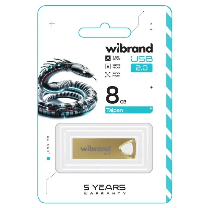 USB флеш накопичувач Wibrand 8GB Taipan Gold USB 2.0 (WI2.0/TA8U2G) зображення 2
