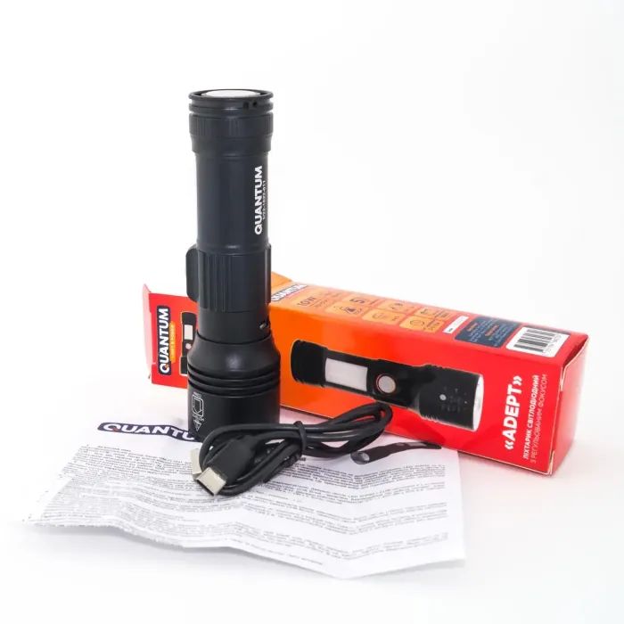 Фонарь Quantum Adept 10W LED zoom +COB з USB+ Li-ion18650/2600mAh (QM-FL1031-18650/2600) изображение 9