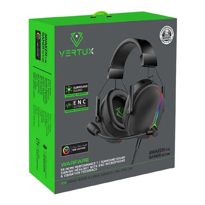 Навушники Vertux Warfare 7.1 USB Black (warfare.black) зображення 2