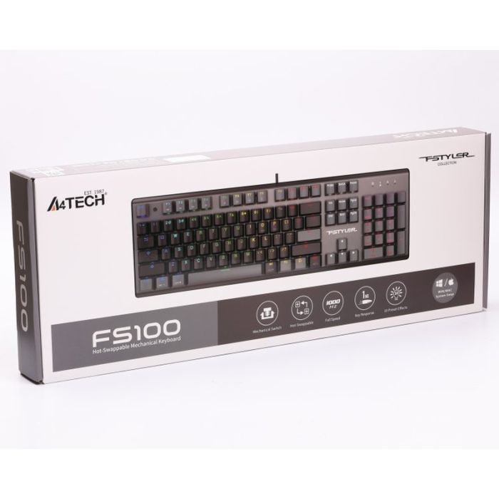 Клавиатура A4Tech FS100 RGB FS Switch USB Icy Blue (4711422004069) изображение 9