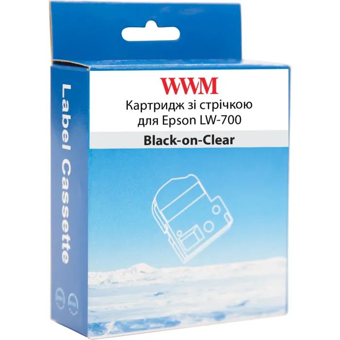 Стрічка для принтера етикеток WWM для Epson LW-700 24mm х 8m Black-on-Clear (WWM-ST24K) зображення 2