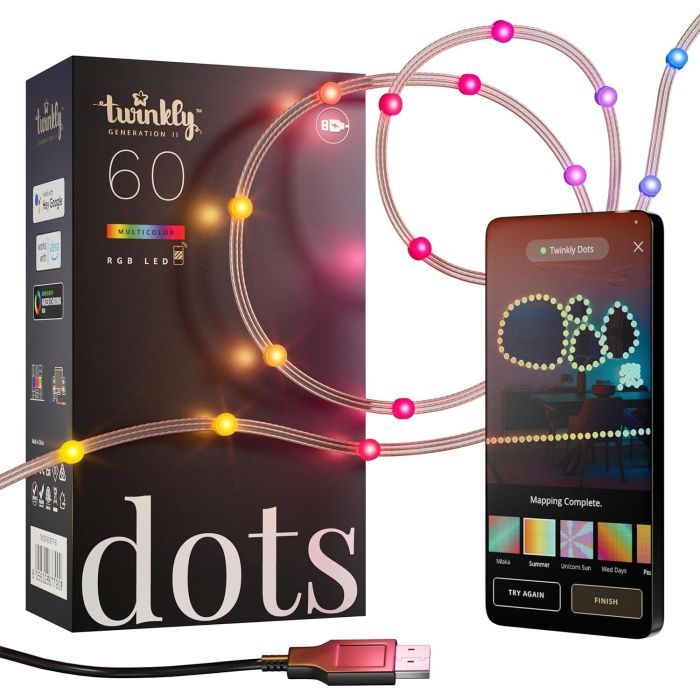 Гірлянда Twinkly Smart LED Dots 60 RGB LED Lights String Clear Wire USB-A IP20 3м (TWD060STP-T) зображення 2