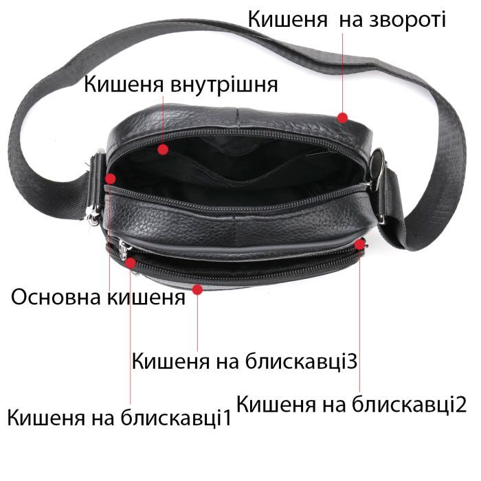 Сумка Vintage Мессенджер Черная (14992) изображение 4