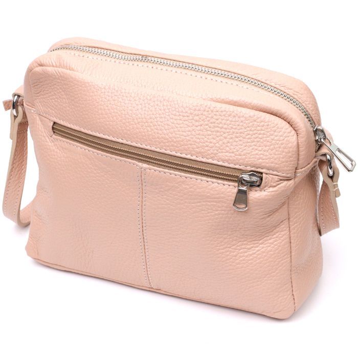 Сумка Grande Pelle Кросс-боди из натуральной кожи Пудровая (11694) изображение 2