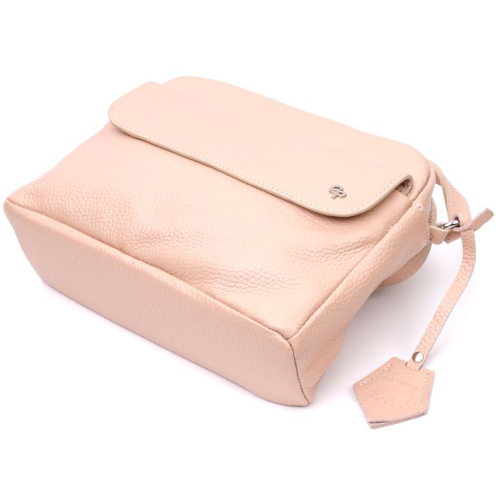 Сумка Grande Pelle Кросс-боди из натуральной кожи Пудровая (11694) изображение 3