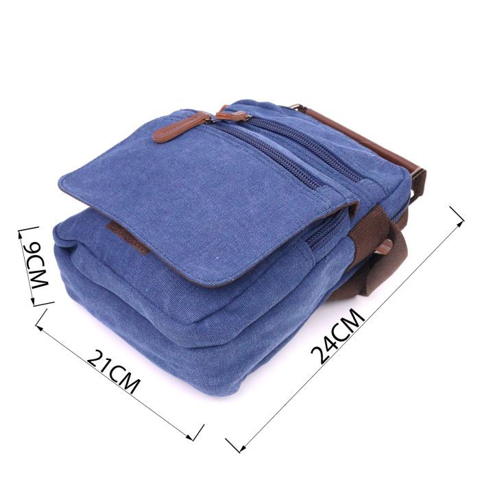 Сумка Vintage Из плотного текстиля Синяя (21228) изображение 3