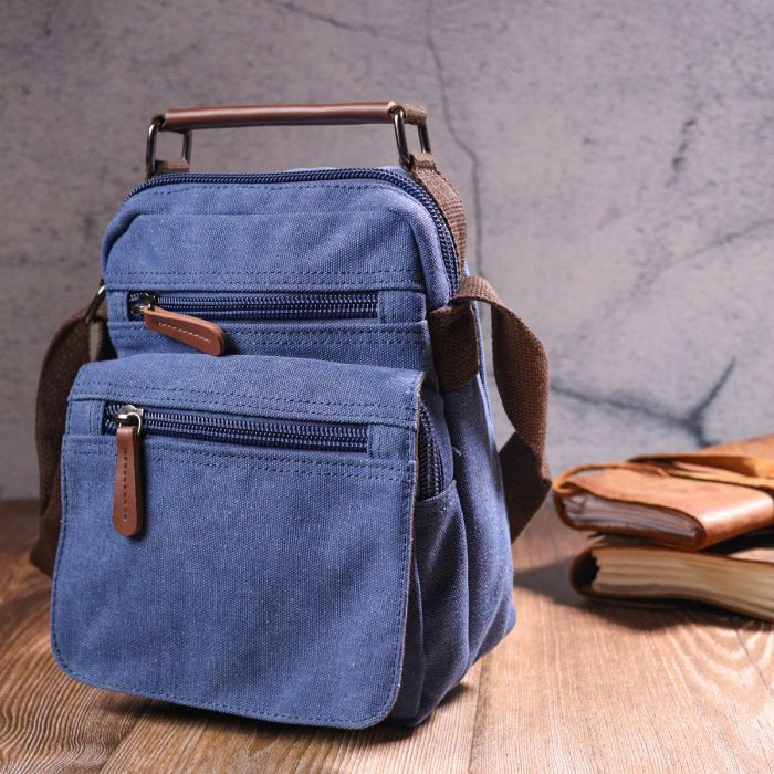 Сумка Vintage Из плотного текстиля Синяя (21228) изображение 9