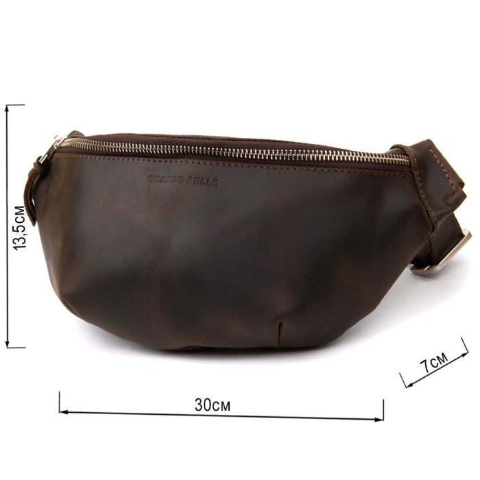 Сумка Grande Pelle Бананка в винтажной коже Коричневая (11154) изображение 3