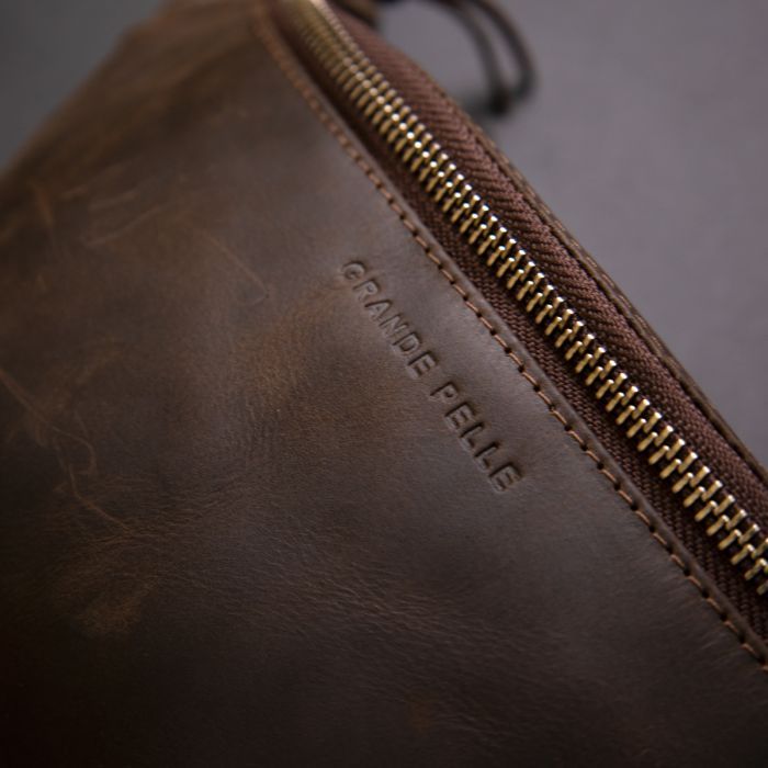 Сумка Grande Pelle Бананка в винтажной коже Коричневая (11154) изображение 9