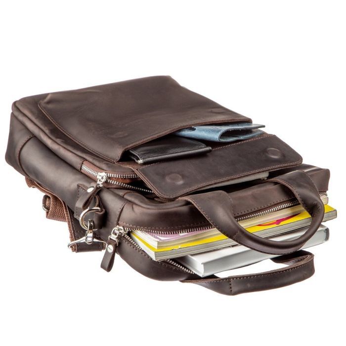 Сумка Shvigel Під А4 у матовій шкірі Коричнева (11166) зображення 5