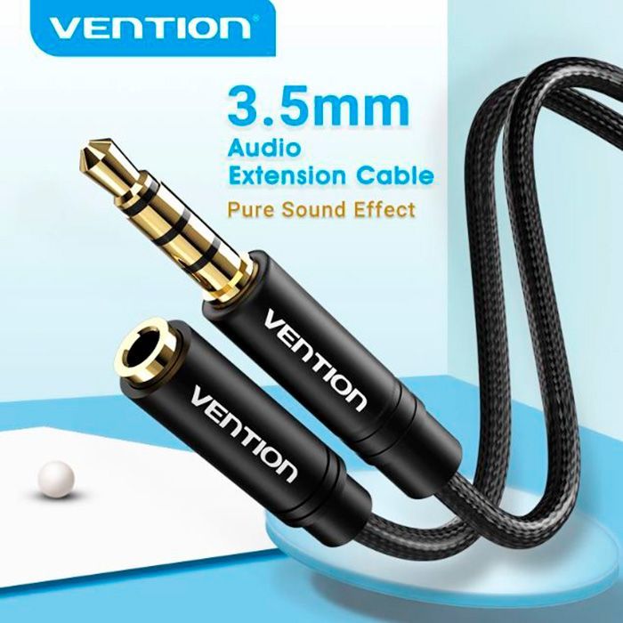 Кабель мультимедийный 3.5mm M to 3.5mm F 1.0m black Vention (BHBBF) изображение 5