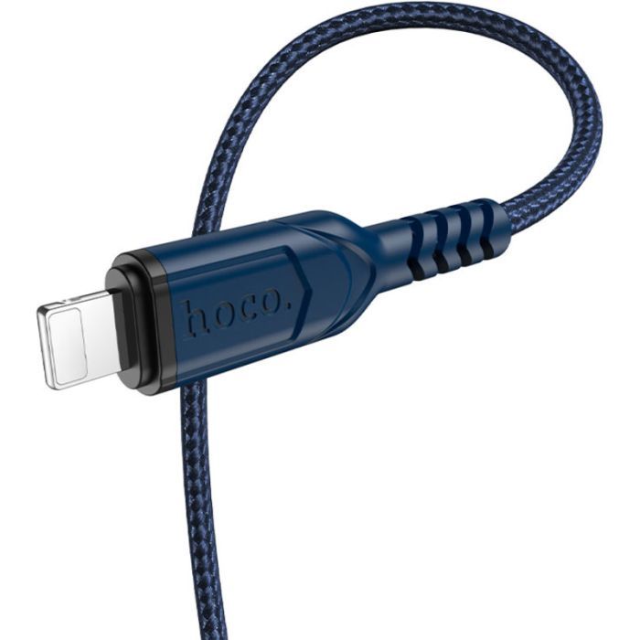 Дата кабель USB 2.0 AM to Lightning 1.0m 2.4A nylon X59 blue HOCO (6931474744883) изображение 2