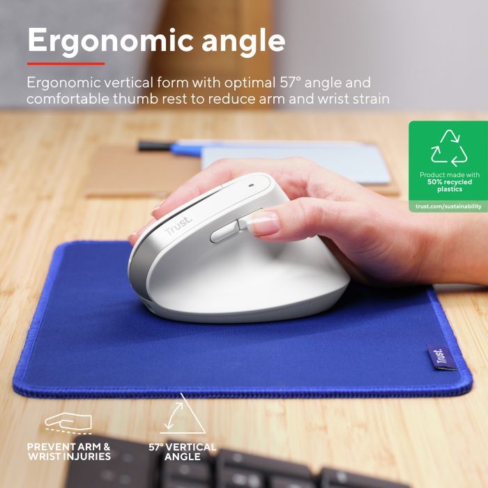 Мышка Trust Bayo+ Ergonomic Wireless/Bluetooth Black (25146) изображение 12