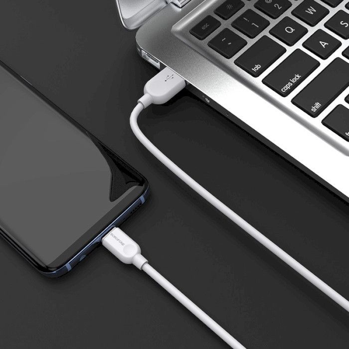 Дата кабель USB 2.0 AM to USB-C 1.0m 2.4A PVC BX14 white BOROFONE (6957531089995) изображение 4