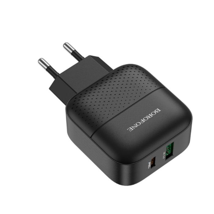 Зарядное устройство BOROFONE BA46A Premium 1xUSB-C PD + 1xUSB QC3.0 18W Black (6931474727336)