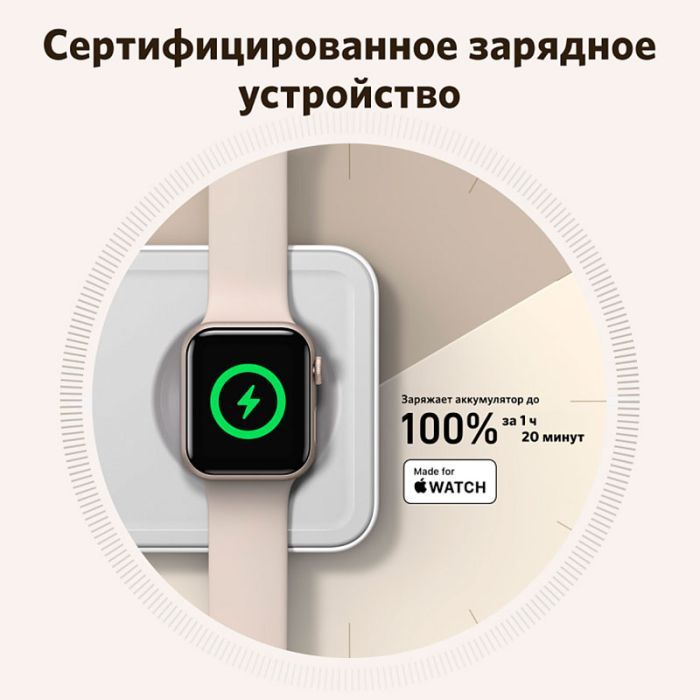 Зарядний пристрій Anker MagGo Wireless Charging Station 15W 3-in-1 Pad White (B25M1321) зображення 9