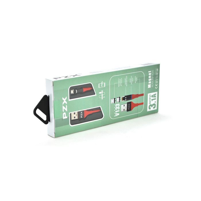 Дата кабель USB 2.0 AM to Micro 5P 1.0m magnetic 3.1A red PZX (V133-R-MC)