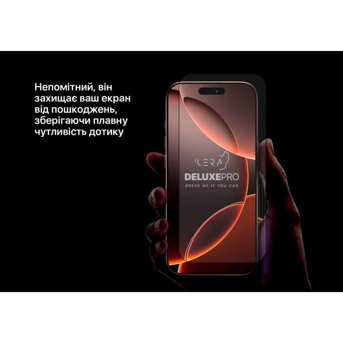 Скло захисне iLera DeLuxe Original Glass iPhone 16 Pro Max (ILFCDL16PRMAX) зображення 5