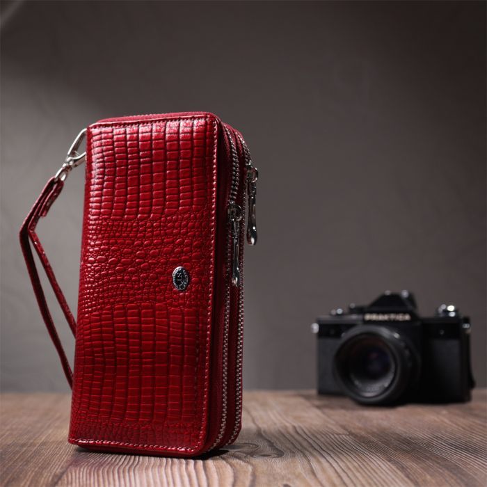 Гаманець ST Leather З лакованої натуральної шкіри Червоний (22692) зображення 10