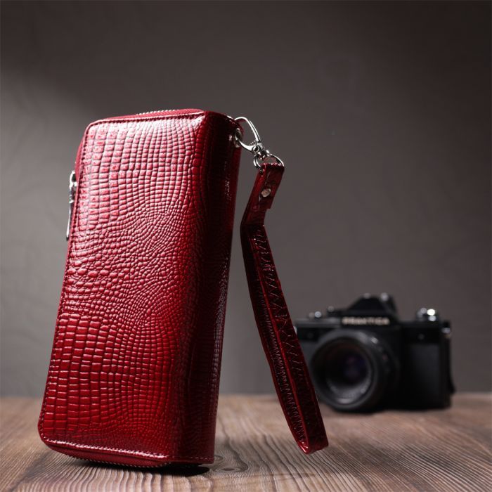 Гаманець ST Leather З лакованої натуральної шкіри Червоний (22692) зображення 11