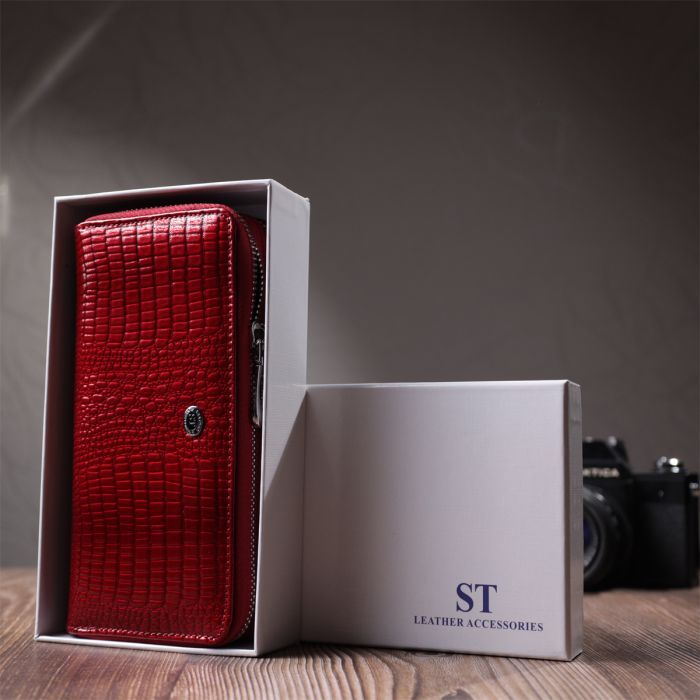 Гаманець ST Leather З лакованої натуральної шкіри Червоний (22692) зображення 12