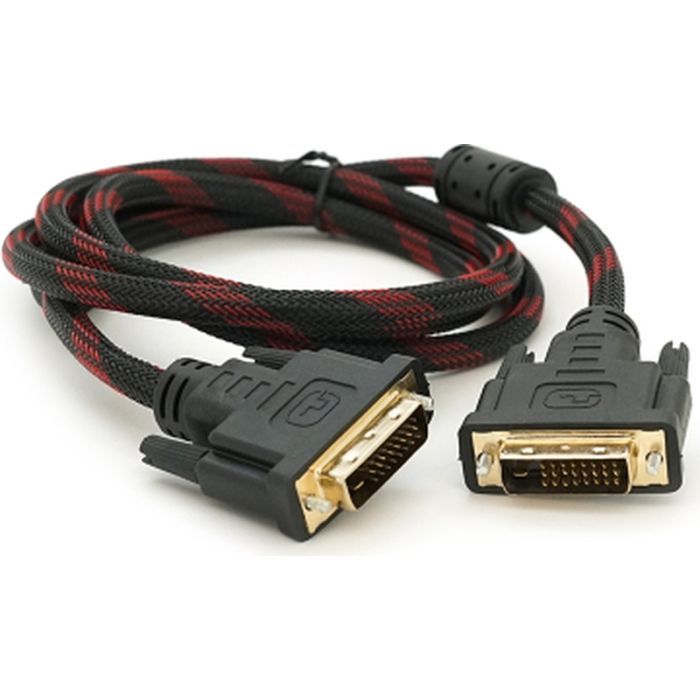 Кабель мультимедийный DVI M to DVI M 5.0m 24+1pin black/red Merlion (YT-DVI(M)/(M)NY/RD-5.0m)