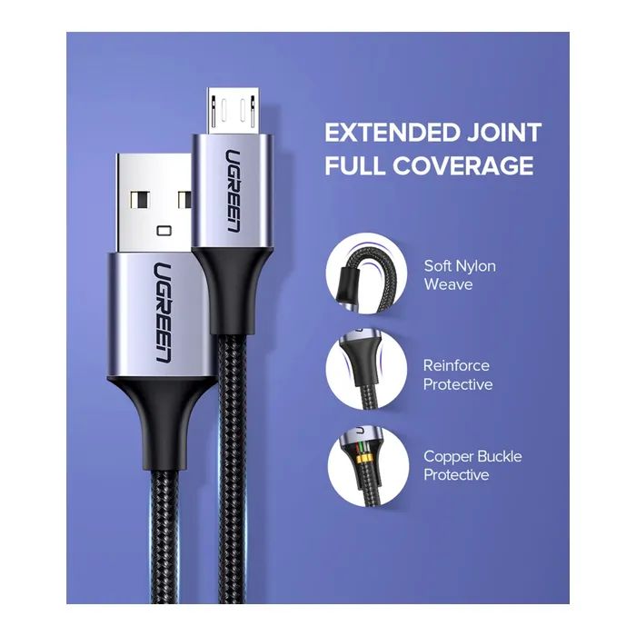 Дата кабель USB 2.0 AM to Micro 5P 1.5m 2A US290 white Ugreen (60152) изображение 2