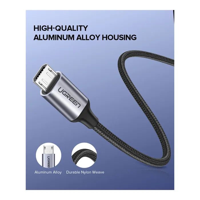 Дата кабель USB 2.0 AM to Micro 5P 1.5m 2A US290 white Ugreen (60152) изображение 4