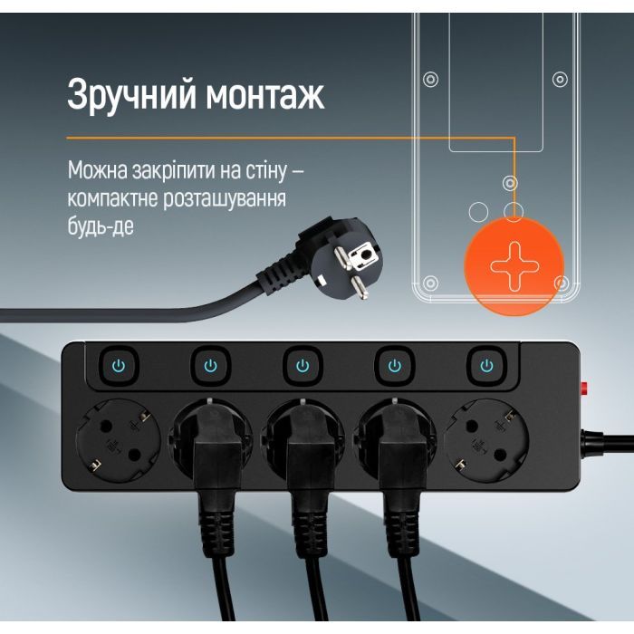 Сетевой фильтр питания ColorWay CW-PSEA52SBK 5 розеток2м (CW-PSEA52SBK) изображение 11