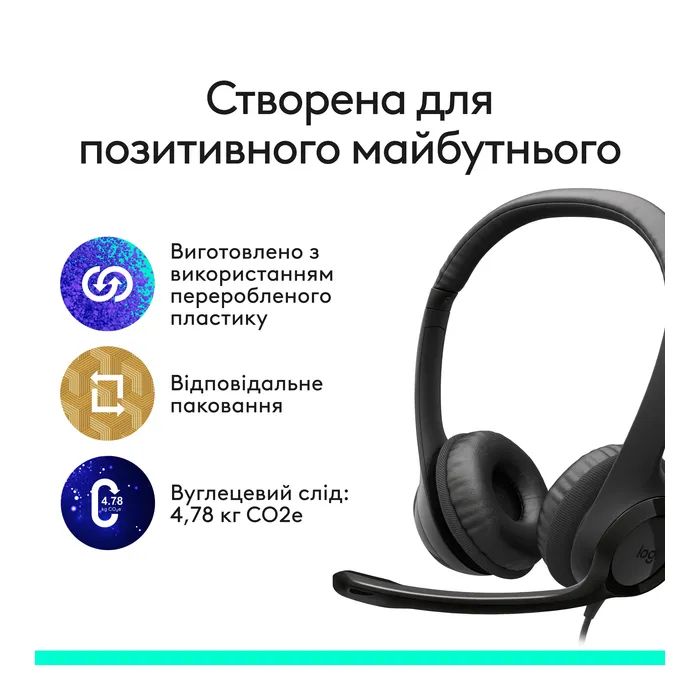 Навушники Logitech H390 USB-C Midnight Black (981-001576) зображення 6