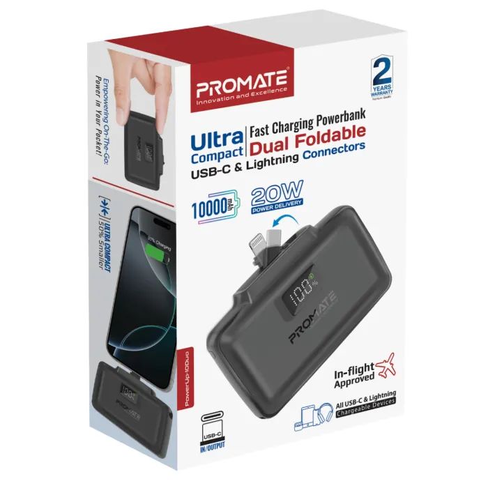 Батарея універсальна Promate 10000mAh PD/20W (powerup-10duo.black) зображення 2