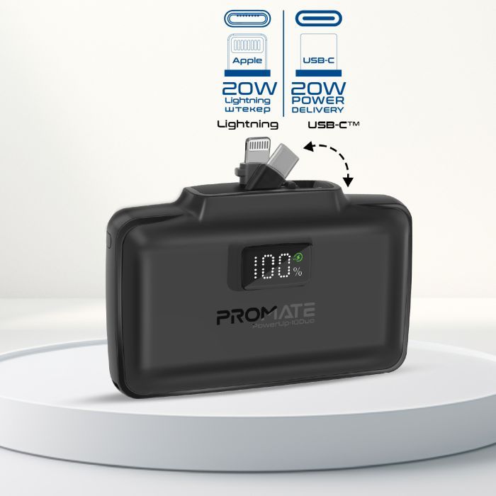 Батарея універсальна Promate 10000mAh PD/20W (powerup-10duo.black) зображення 4