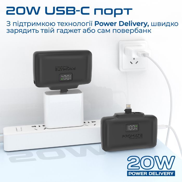 Батарея універсальна Promate 10000mAh PD/20W (powerup-10duo.black) зображення 5