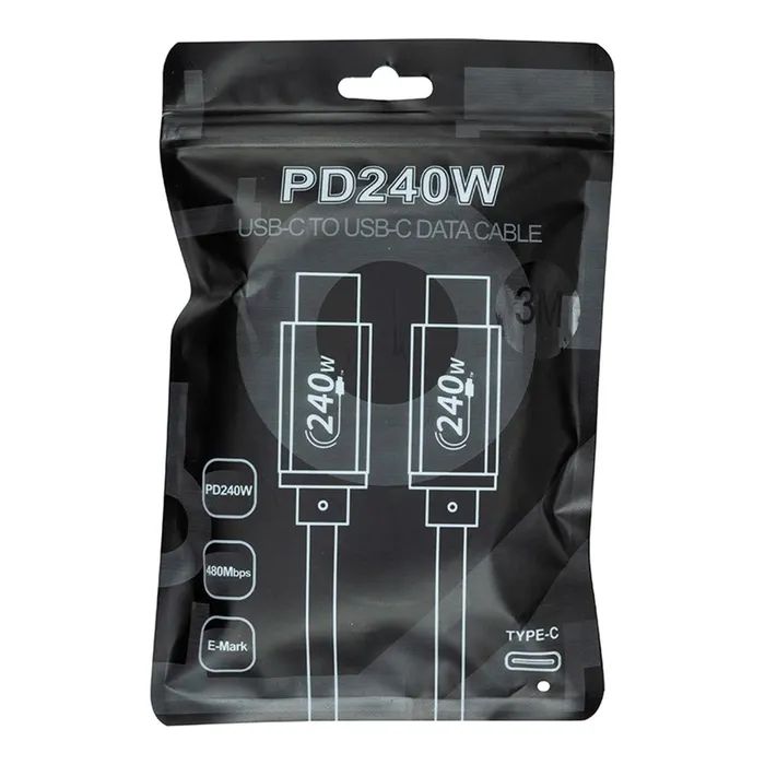 Дата кабель USB-C to USB-C 3.0m PD240W black San Guan (CA914128) изображение 4