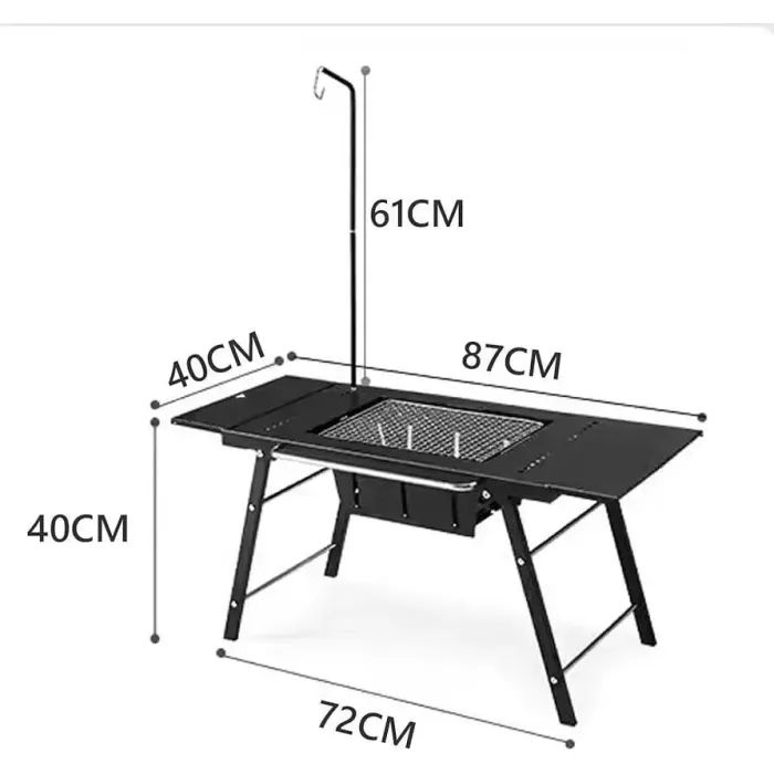 Туристичний стіл Naturehike CNK2350CF018 для барбекю сталевий чорний (6976507663960) зображення 3