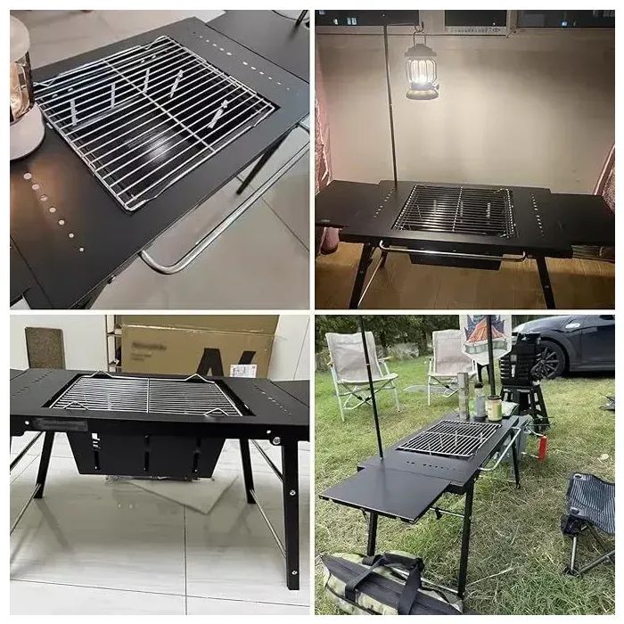 Туристичний стіл Naturehike CNK2350CF018 для барбекю сталевий чорний (6976507663960) зображення 4