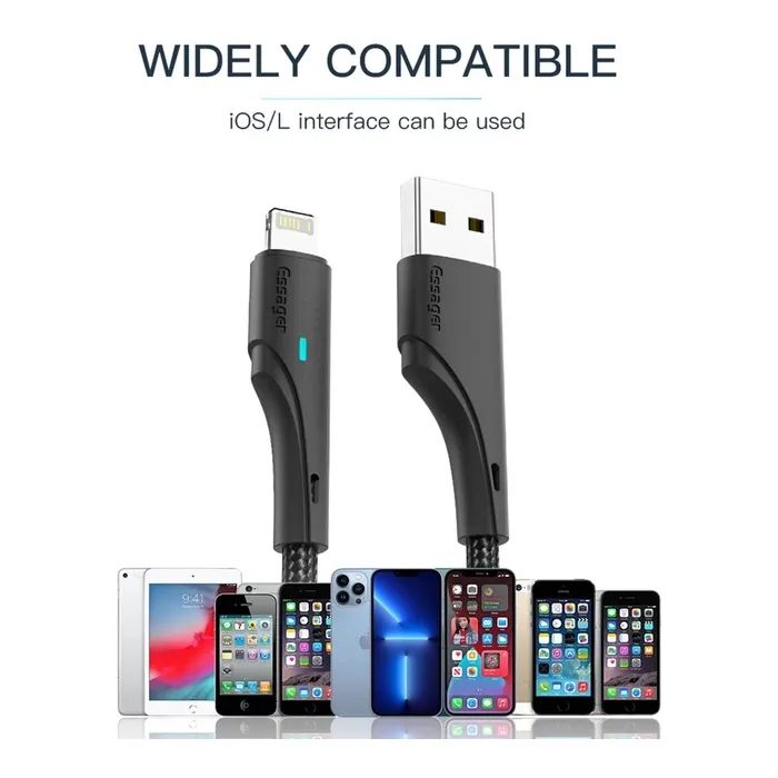 Дата кабель USB 2.0 AM to Micro 5P 1.0m 3A black Essager (EXCM-LS01) изображение 2