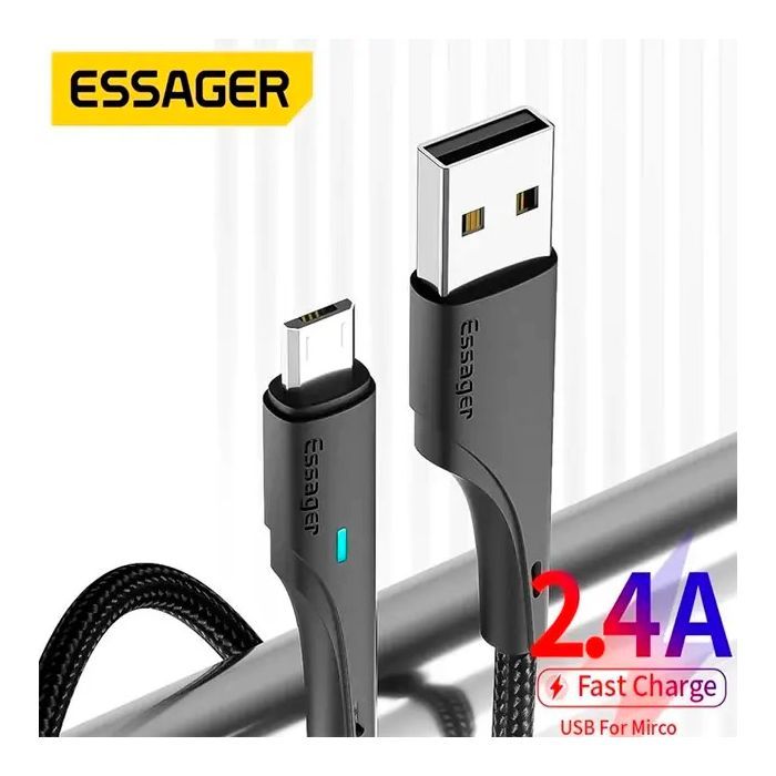 Дата кабель USB 2.0 AM to Micro 5P 1.0m 3A black Essager (EXCM-LS01) изображение 6