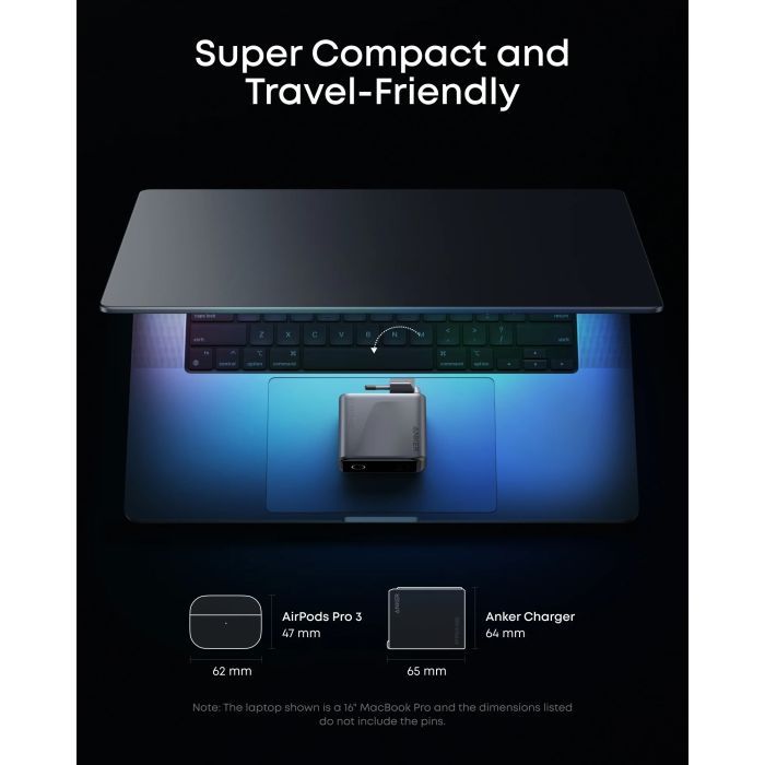 Зарядний пристрій Anker 3xUSB-C PD3.1 160W GaNPrime w Display silver (A2687341) зображення 3