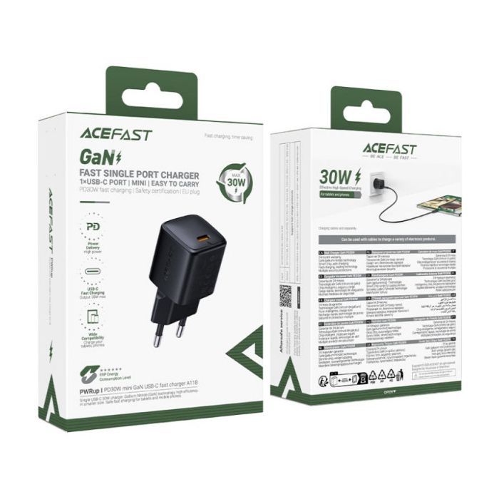 Зарядное устройство Acefast 1xUSB-C 30W GaN A118 black (6974316284994) изображение 6