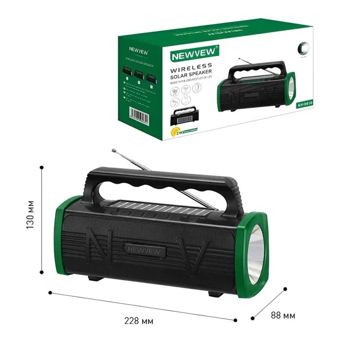 Акустическая система NEWVEW NV-9010 Solar Panel/BT/USB/TF/FM Blue (NWVW-NV-9010-BL) изображение 4