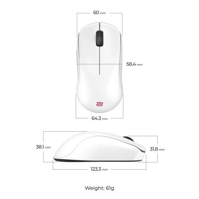 Мышка Zowie U2DW Wireless White (9H.N4PBE.A3E) изображение 7