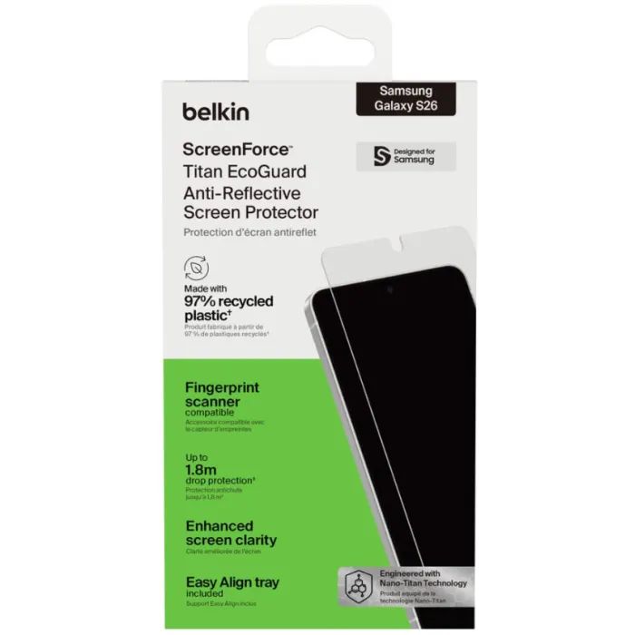 Стекло защитное Belkin Titan EcoGuard Samsung Galaxy S26 (OVB078HQ) изображение 6